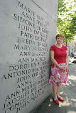 Margaret Urwin of Justice for the Forgotten, at the Dublin memorial to the victims of this loyalist atrocity. The stone bears the names of victims on both sides. Photograph source: http://www.anphoblacht.com/news/images/2007/03/22/bombing.jpg
