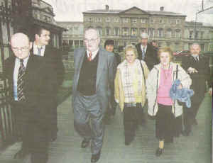 Members of the Ludlow family - including Seamus Ludlow's brother Kevin and two of his sisters Nan and Eileen - leaving the Oireachtas open hearing on 24 January 2006. Photograph from The Irish News 25 January (Source: AP)